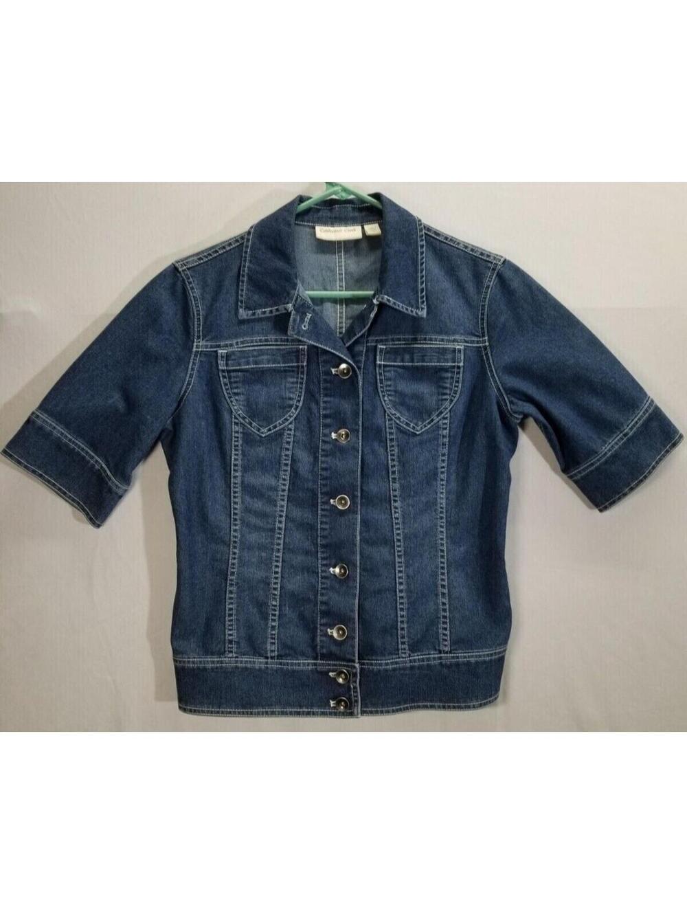 Coldwater Creek Size 4 Button Front Short Sleeve Denim Shacket